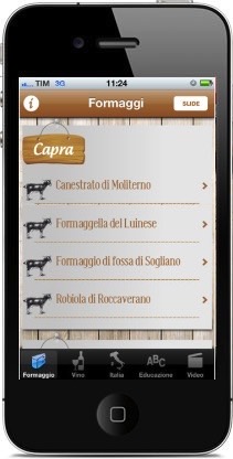 Formaggi e Vini d'Italia versione iPhone