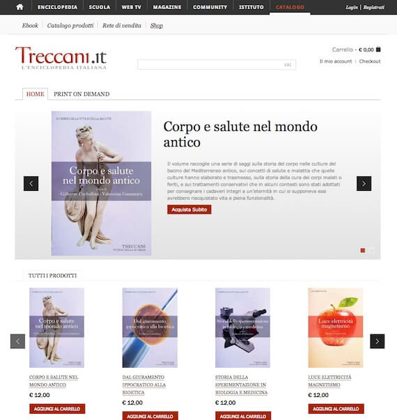 Homepage eShop Treccani