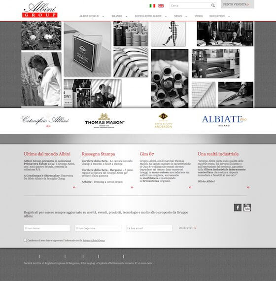 Anteprima Homepage del sito di Albini Group