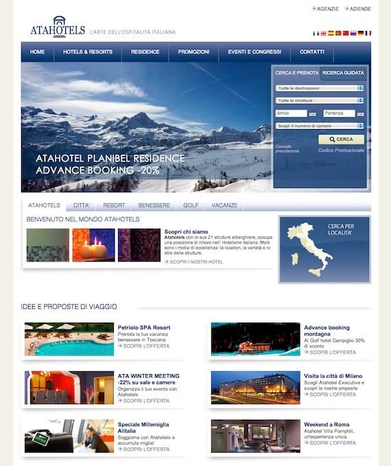 Anteprima Homepage del portale di Atahotels