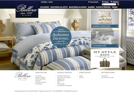 Homepage sito Bellora 