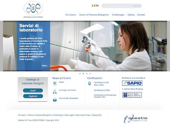 Homepage sito BioRep