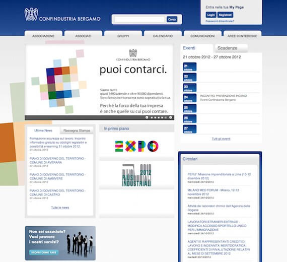 Anteprima Homepage del portale di Confindustria Bergamo