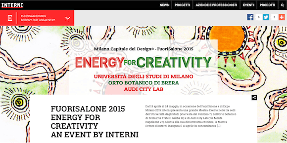 Fuori Salone 2015 Events section of InterniMagazine.it website