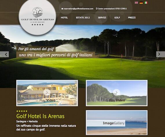 Homepage sito Golf Hotel Is Arenas