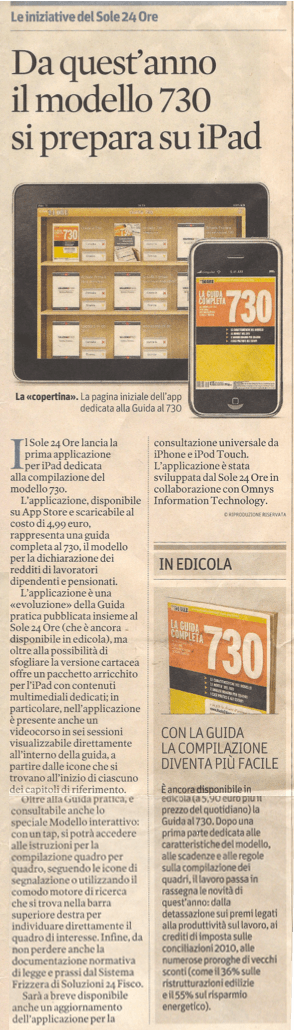 Leggi l'articolo del Sole 24 Ore a pag. 29 del 21 aprile 2011